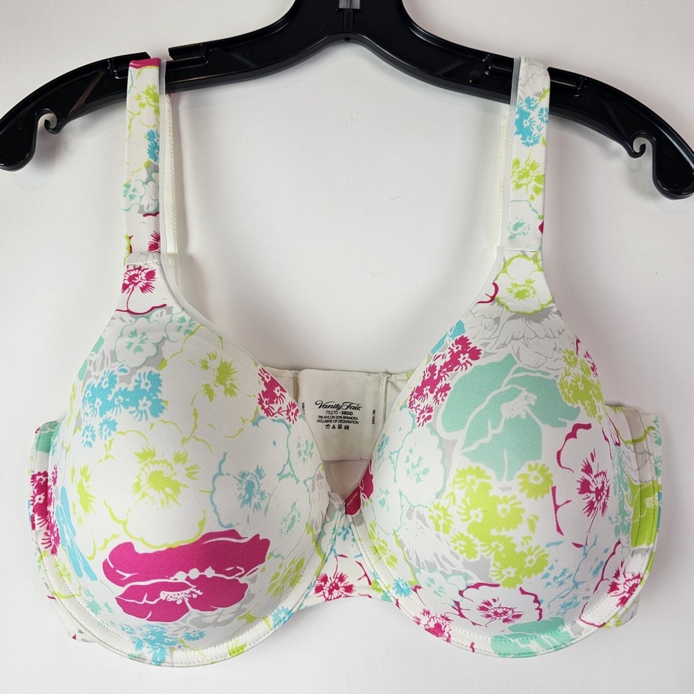 Vanity Fair 75270 Floral Size 38DD Bra Molded Lined Underwire